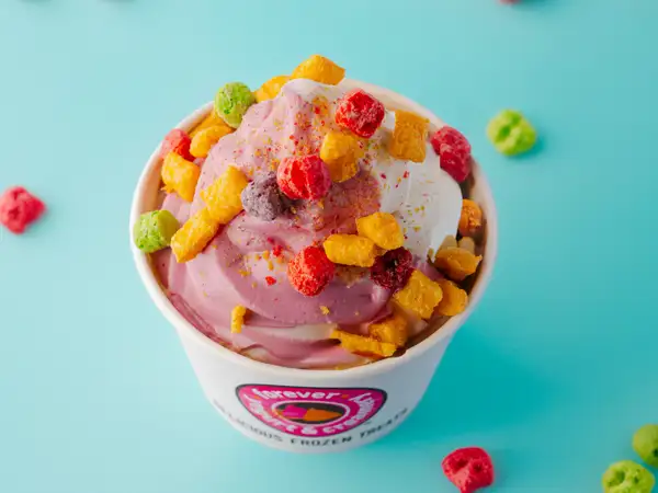 strawberry yogurt with cereal topping